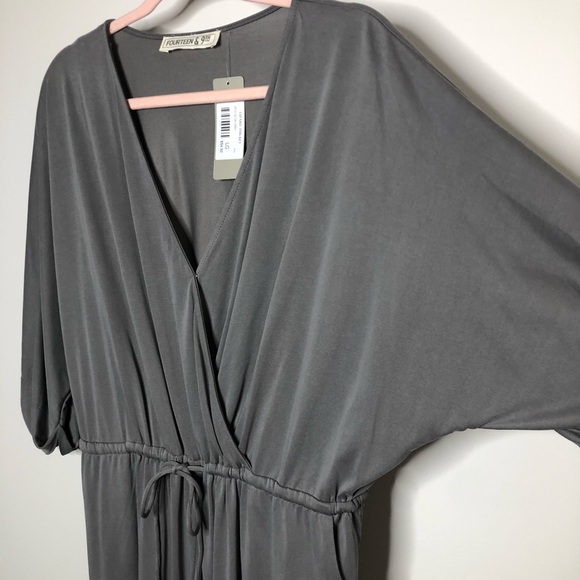 Fourteen & 9th Gray Knit Lizard Thicket Dolman Top Pant Jumpsuit - Picture 7 of 11